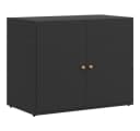 furnicato Gartenschrank Schwarz PE-Rattan mit Echtholz-Klinken Bild 1