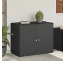 furnicato Gartenschrank Schwarz PE-Rattan mit Echtholz-Klinken Bild 2