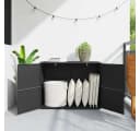 furnicato Gartenschrank Schwarz PE-Rattan mit Echtholz-Klinken Bild 3