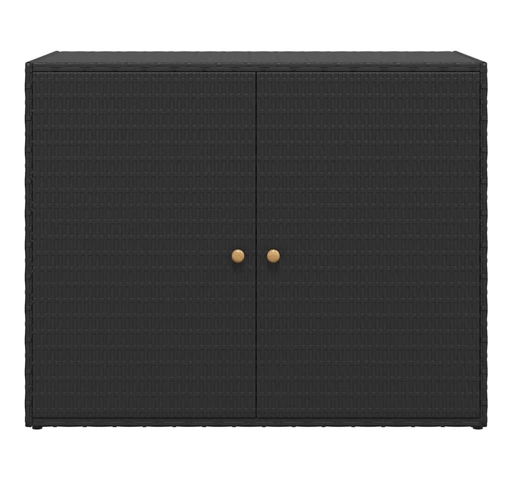 furnicato Gartenschrank Schwarz PE-Rattan mit Echtholz-Klinken - Bild 5