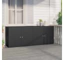 furnicato Gartenschrank Schwarz PE-Rattan mit Echtholz-Griffen Bild 2