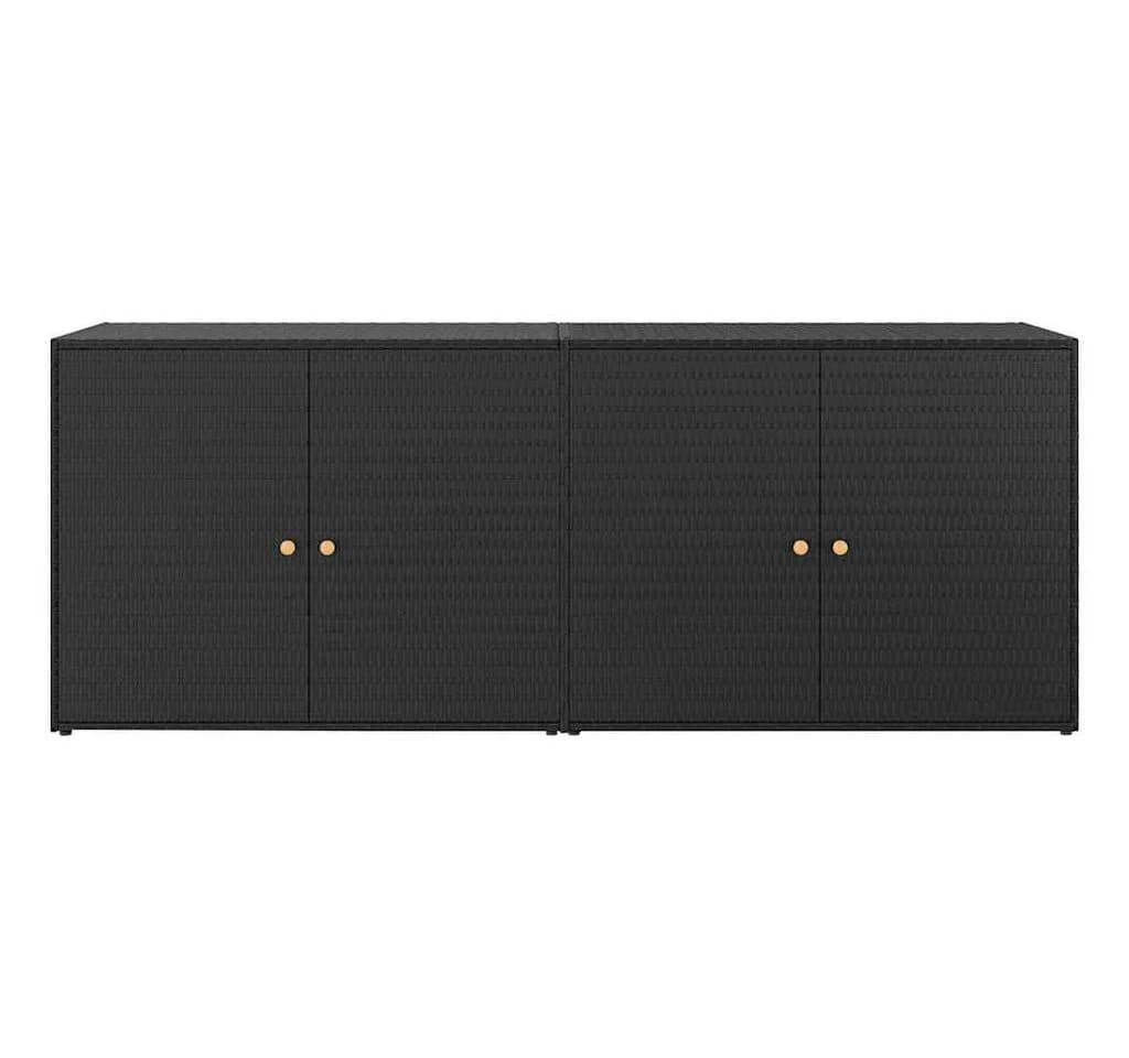 furnicato Gartenschrank Schwarz PE-Rattan mit Echtholz-Griffen - Bild 4