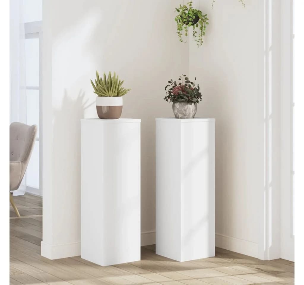 furnicato Blumenständer Massivholz Weiß Minimalistisch