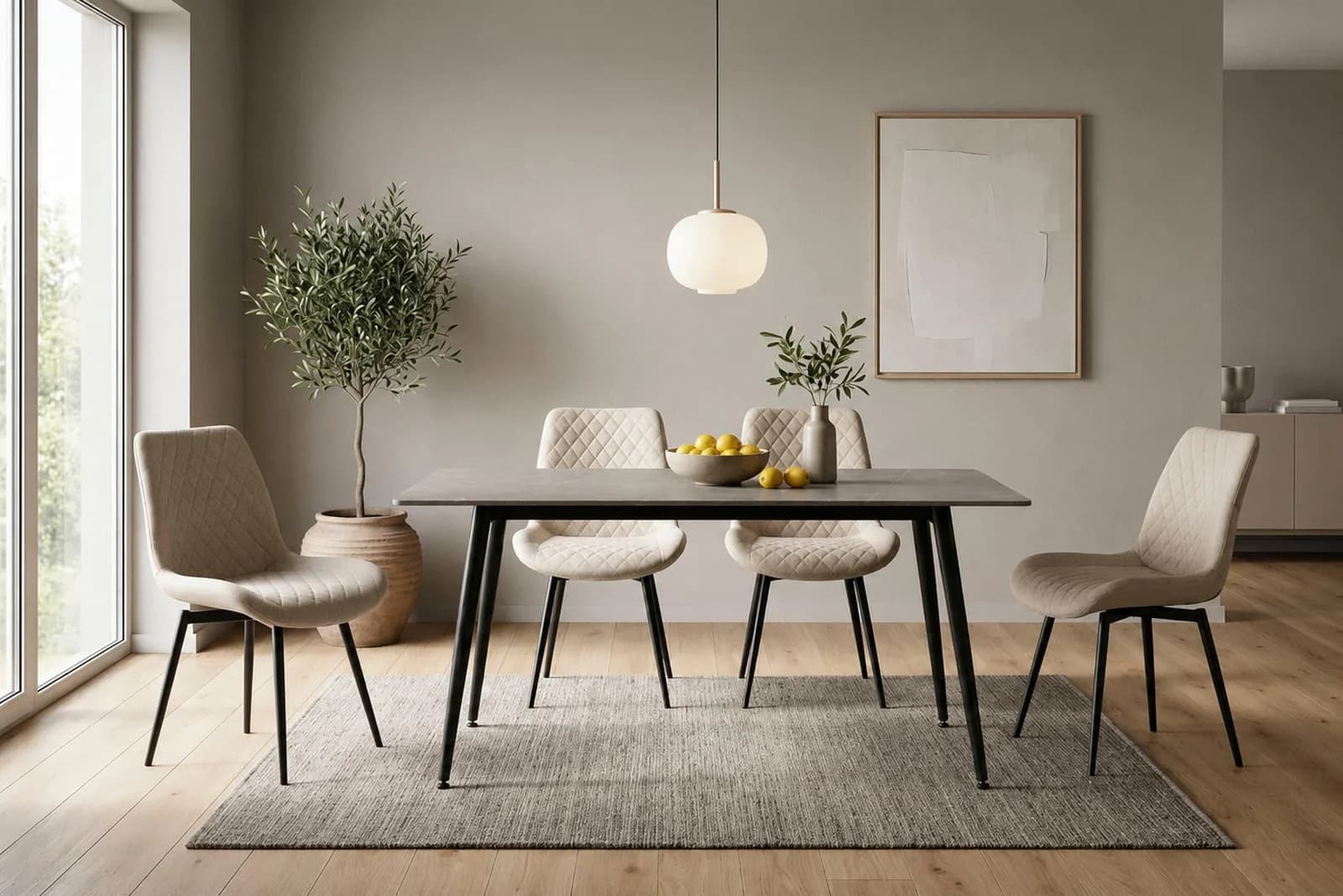OTTO HOME Essgruppe Juniper mit 4 Stühlen, Sinterstein-Tischplatte