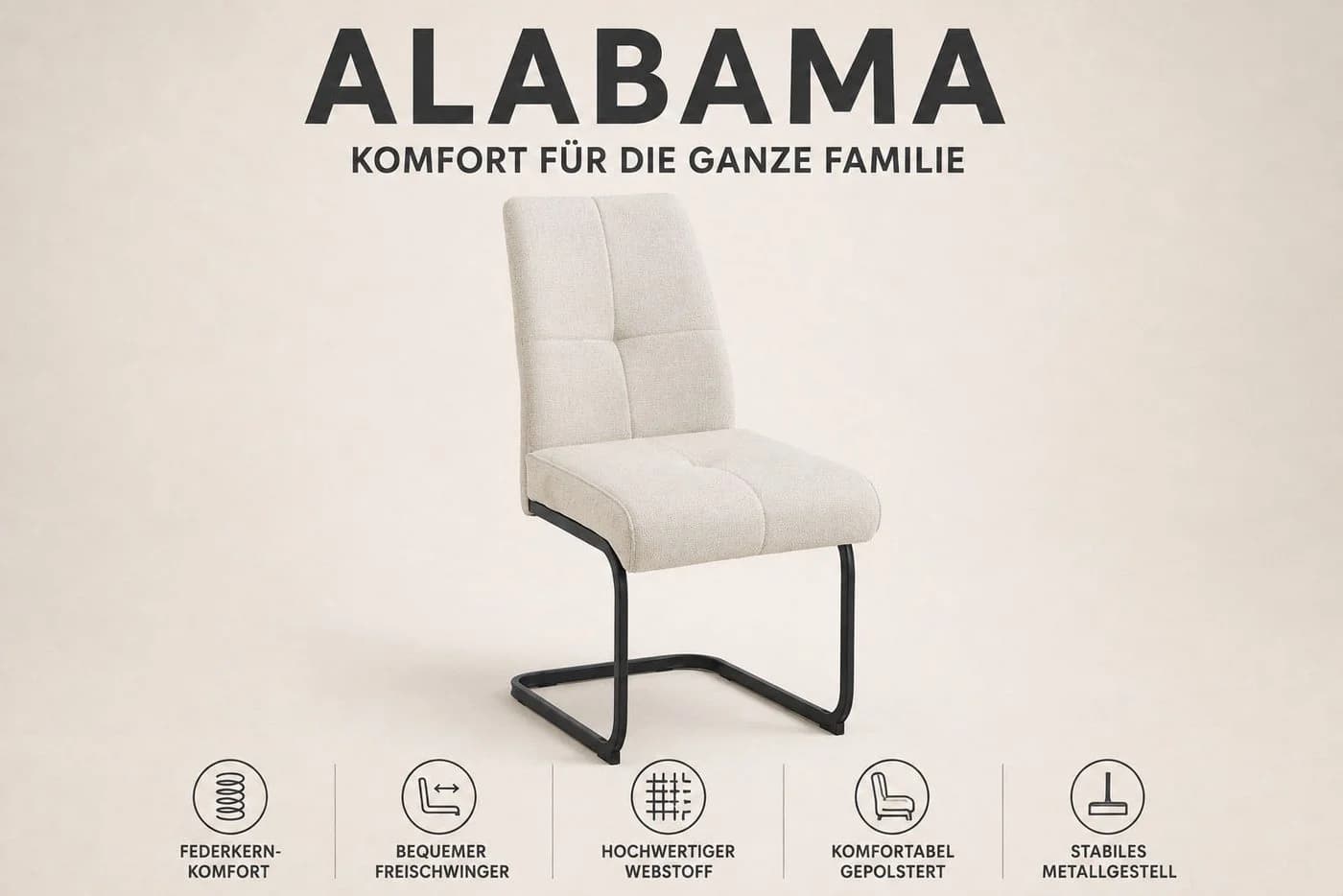 OTTO home Freischwinger Alabama 2er-Set Beige Metall - Bild 3