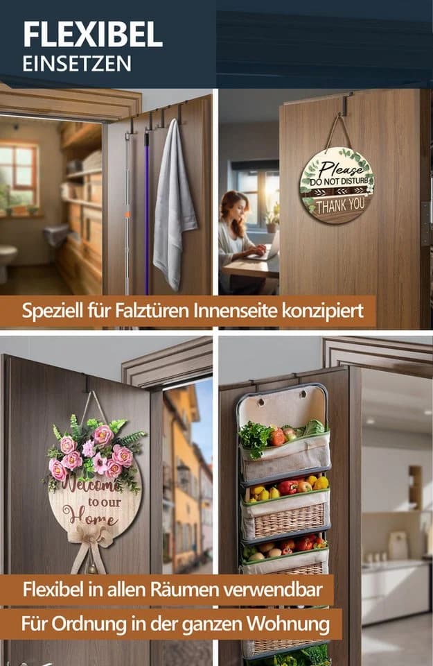 Lindenstein Türhaken 10er Set Schwarz Edelstahl