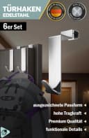 Lindenstein Türhaken Innenseite Premium 6er Set Silber Bild 1