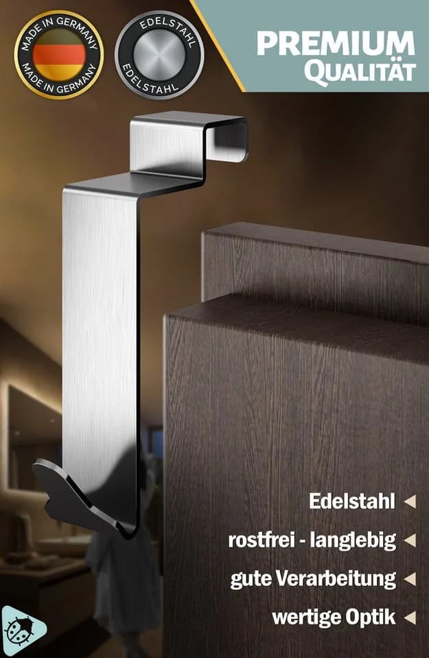 Lindenstein Türhaken Innenseite Premium 6er Set Silber - Bild 5