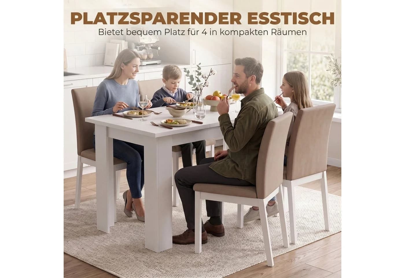 HOMCOM Esstisch mit Stauraum Weiß - Bild 4