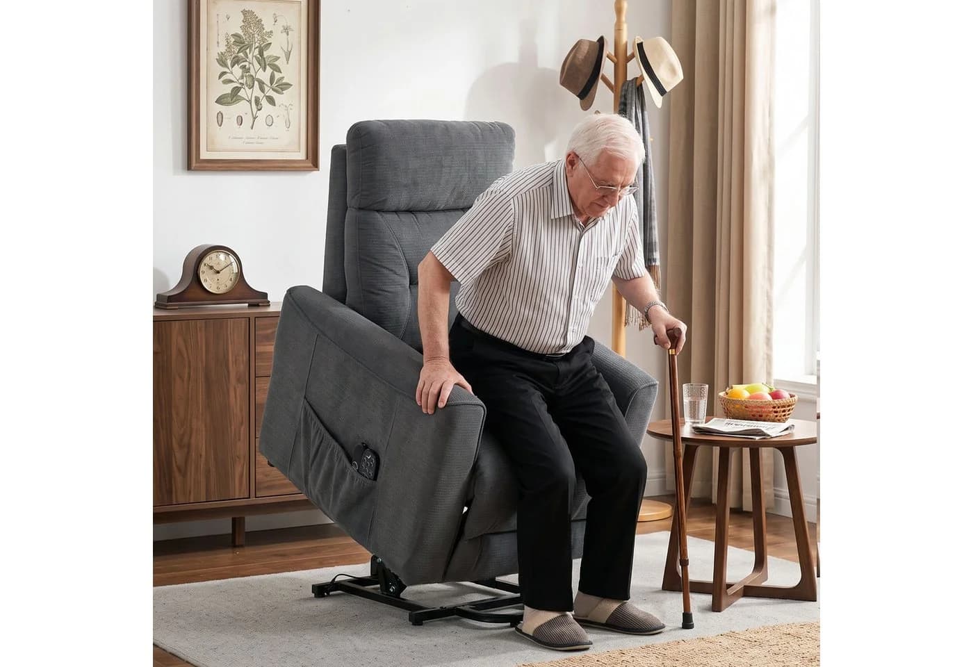 HOMCOM Elektrischer Relaxsessel mit Aufstehhilfe, Massage & Wärme Grau - Bild 2
