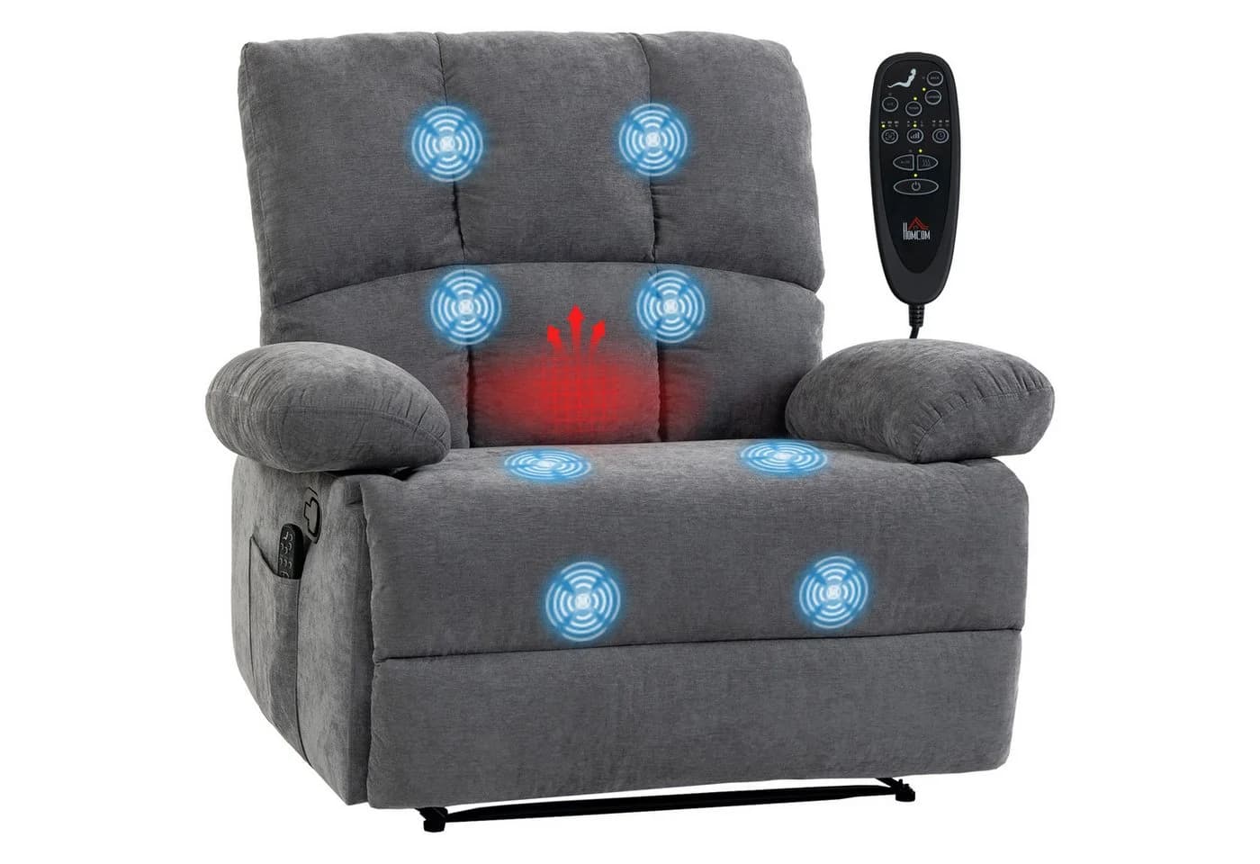 HOMCOM Massagesessel Grau mit Vibrationsmassage und Lendenwärme