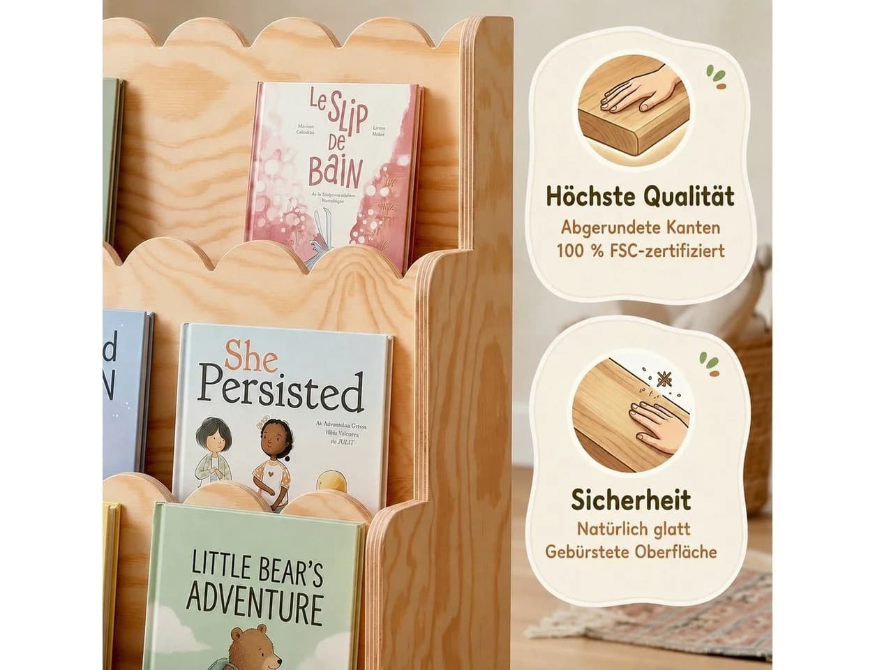 Smartwood Kinderregal Montessori Bücherregal Naturholz - Bild 4