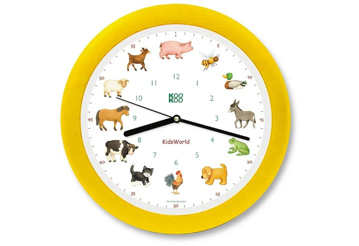 KOOKOO Wanduhr KidsWorld Bunt mit Tierstimmen
