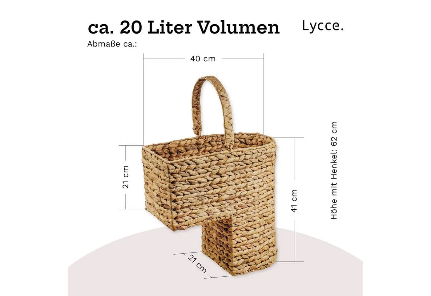 Lycce Treppenkorb Wasserhyazinthe Natur mit Griff 20L - Bild 3