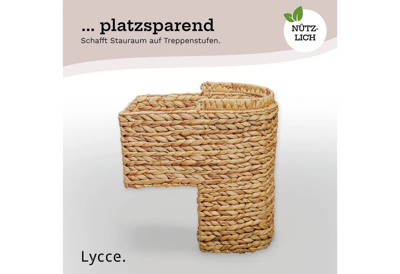 Lycce Treppenkorb Wasserhyazinthe Natur mit Griff 20L - Bild 5