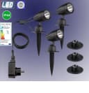 TRANGO LED Gartenstrahler 3-flammig Schwarz IP44 mit Timer Bild 2