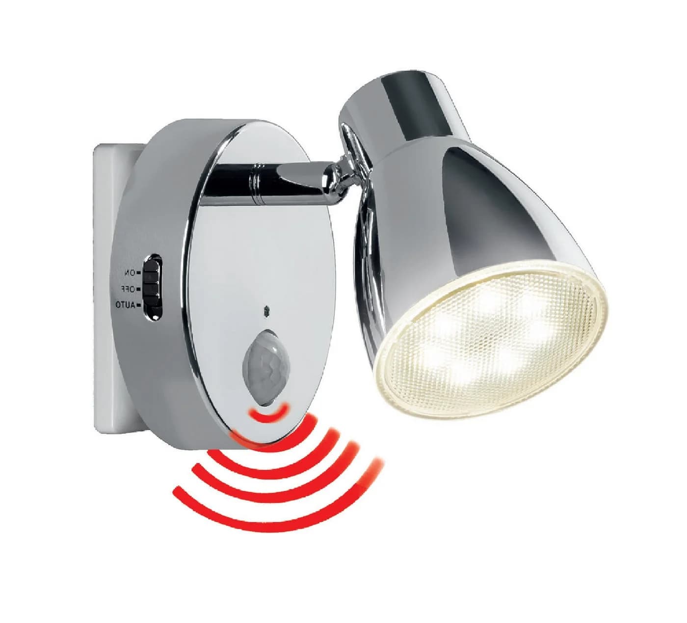 TRANGO LED Nachtlicht Bewegungsmelder 2635-018 LED Sensor Steckdosenlampe MILO Automatikfunktion Chrom - Bild 4