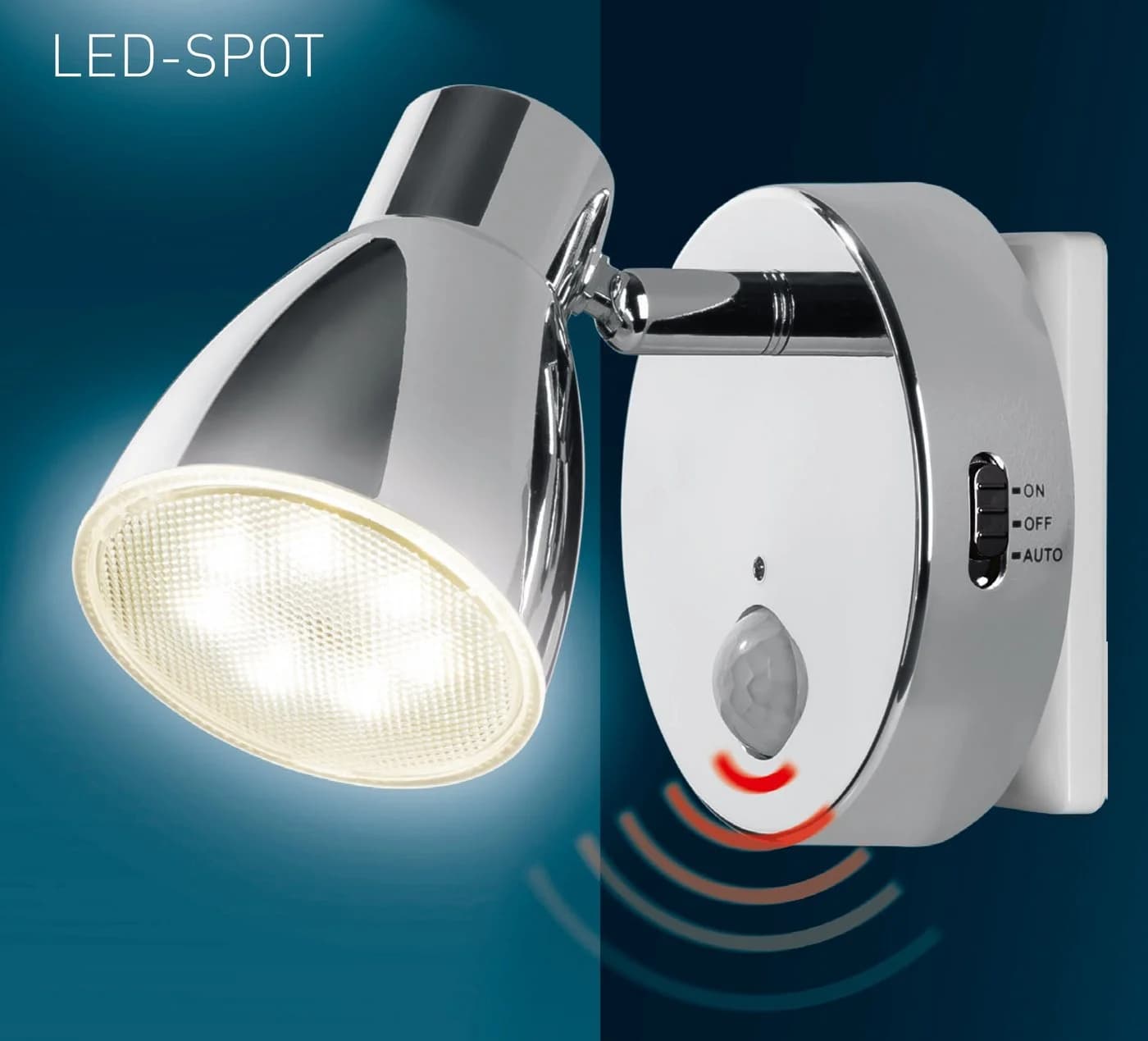 TRANGO LED Nachtlicht Bewegungsmelder 2635-018 LED Sensor Steckdosenlampe MILO Automatikfunktion Chrom - Bild 5