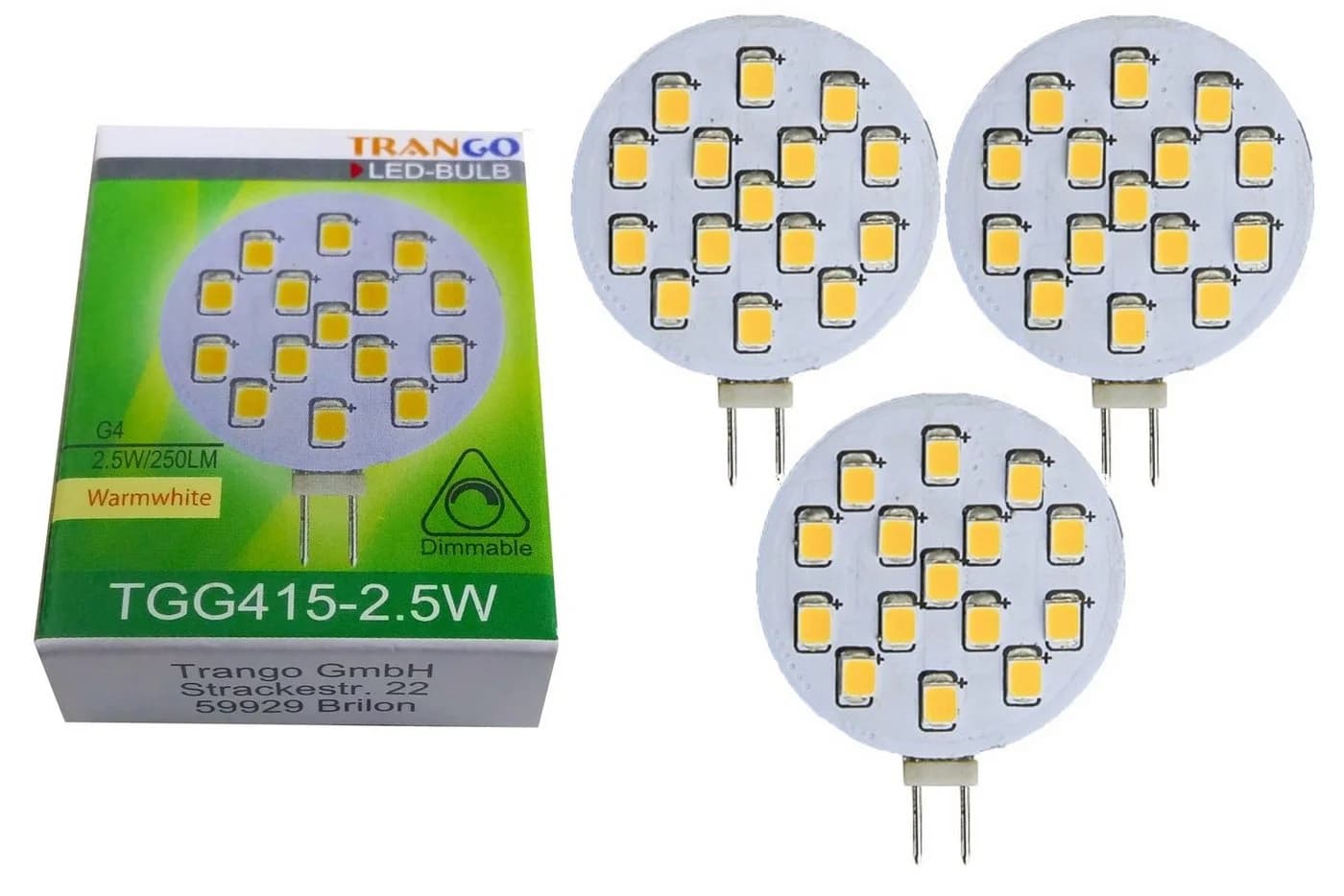 TRANGO LED-Leuchtmittel G4 3er Pack 2,5W 250lm 3000K warmweiß - Bild 2
