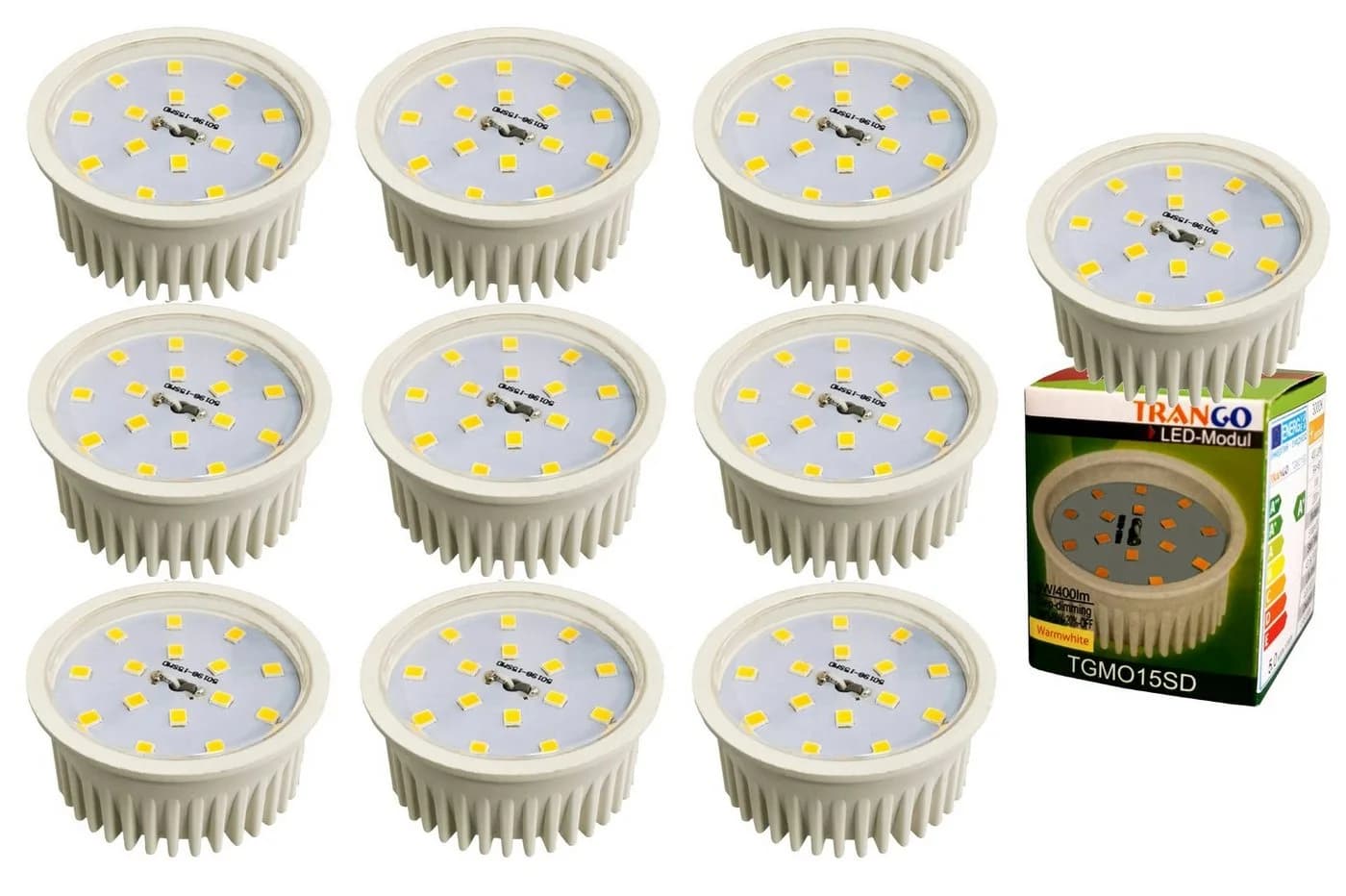 TRANGO LED-Leuchtmittel 10er Pack MO15-10 Ultra flach 5W warmweiß - Bild 2