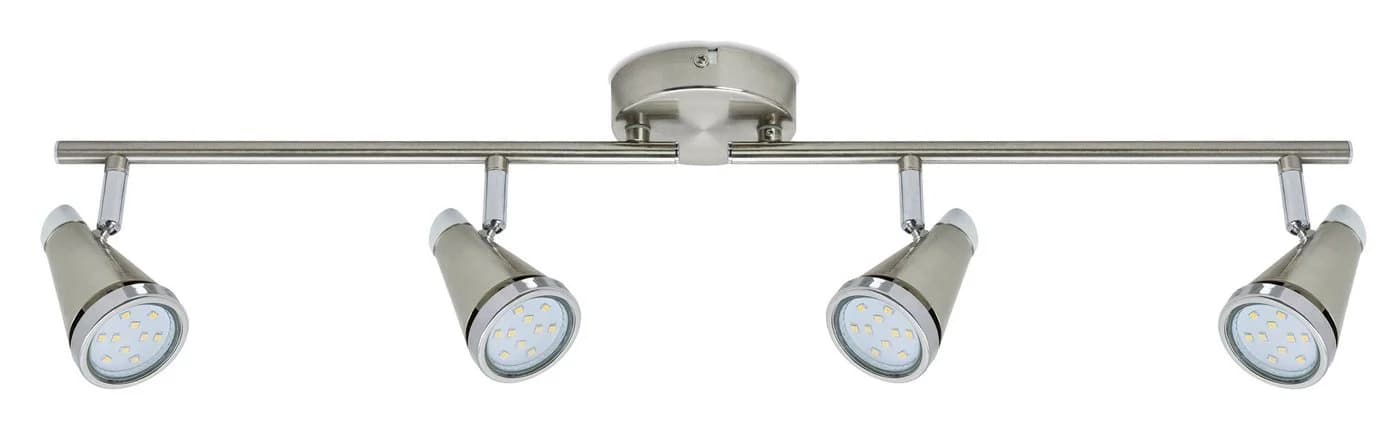 TRANGO LED Deckenleuchte 4-flammig IP44 Badleuchte Nickel matt