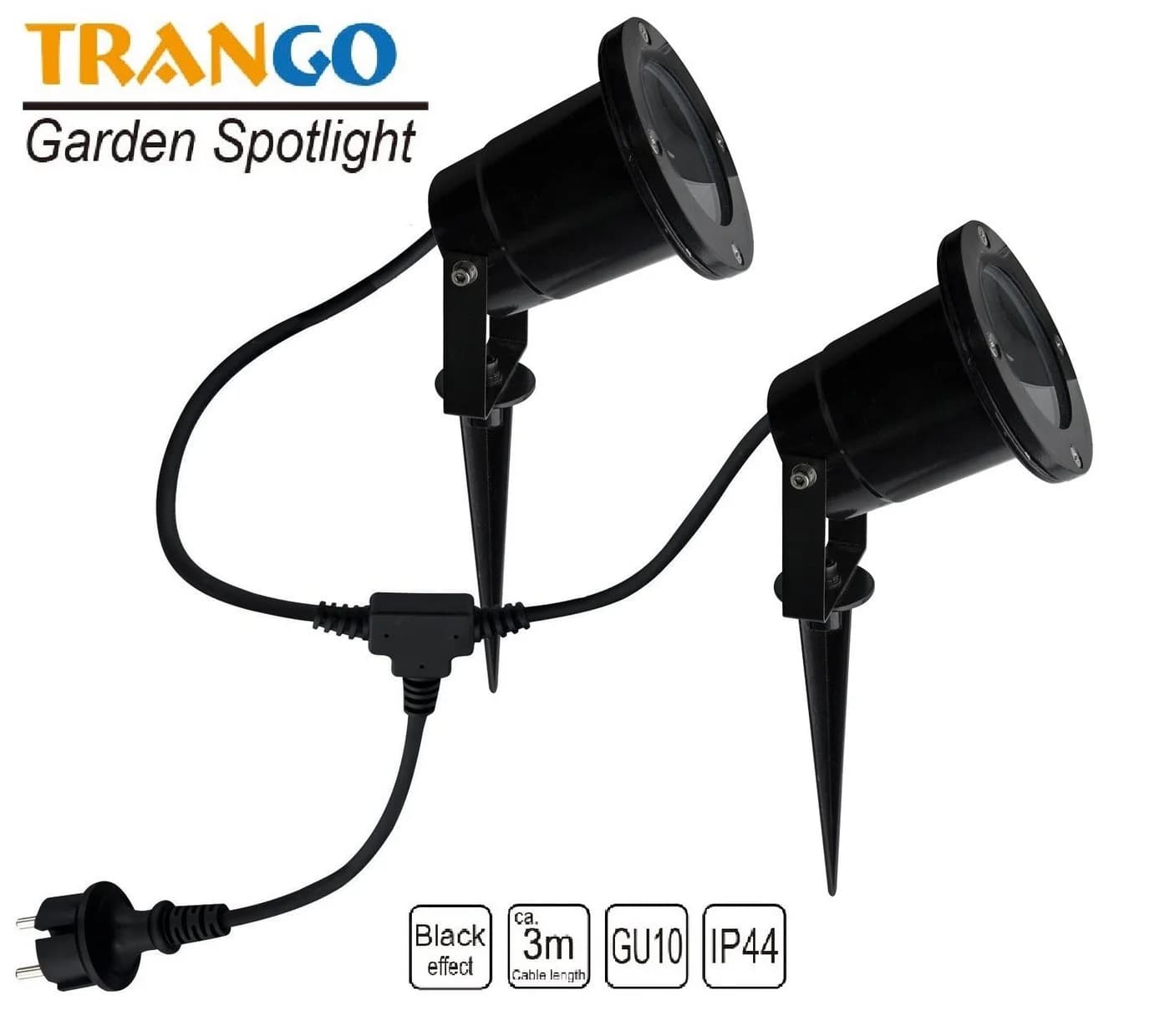 TRANGO LED Gartenstrahler 2-flammig IP65 Schwarz Aluminium - Bild 2