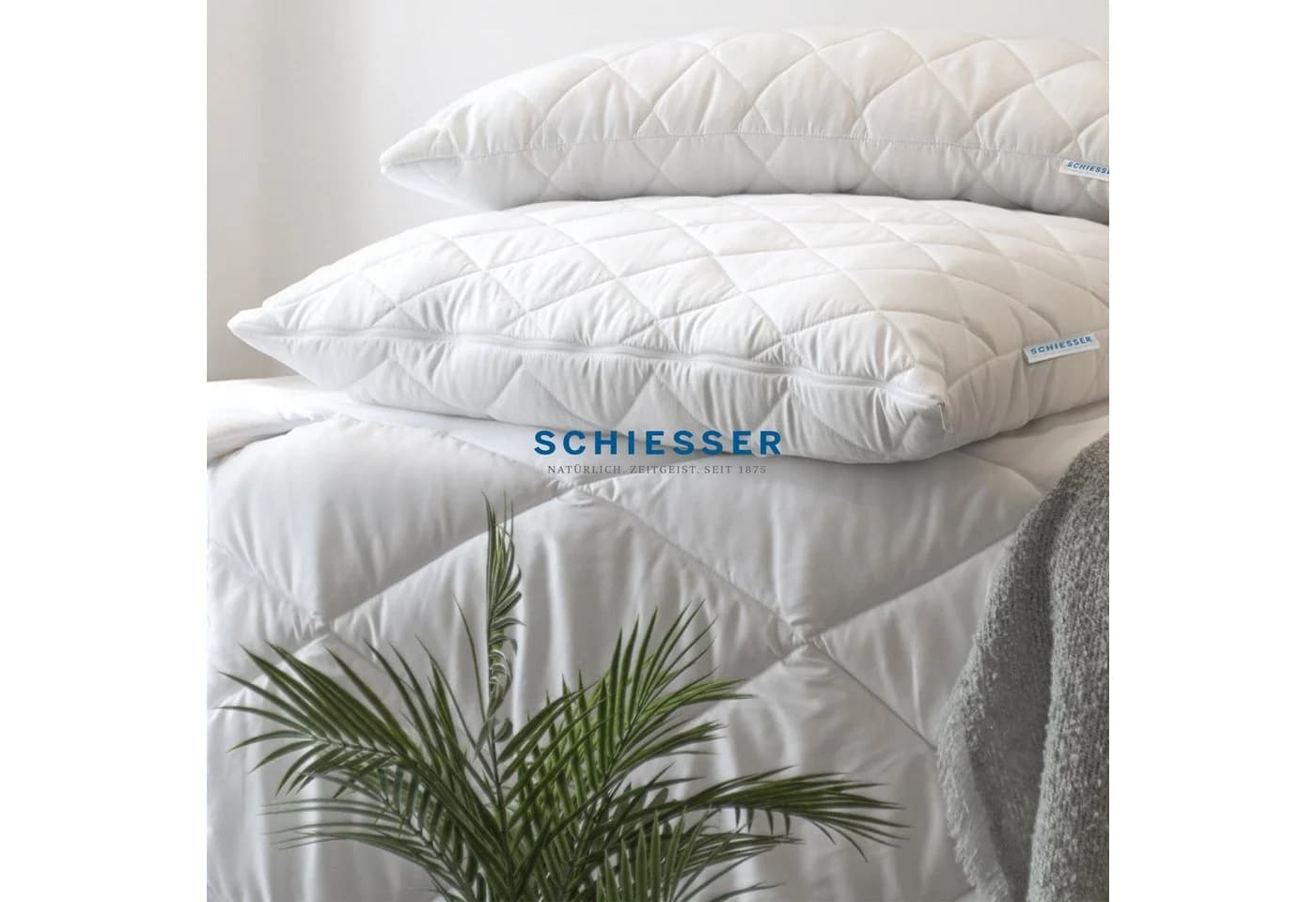 SCHIESSER Kopfkissen Hygge Weiß mit Reißverschluss und recycelter Füllung - Bild 3