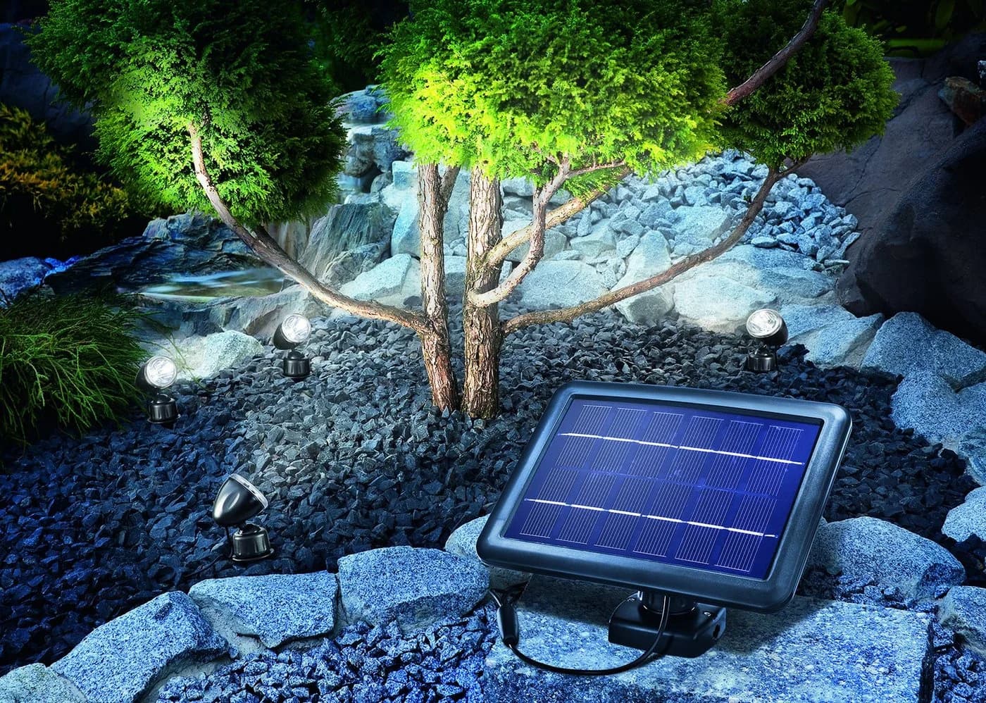 esotec LED Solarspot QUATTRO POWER 4er Set mit Solarmodul