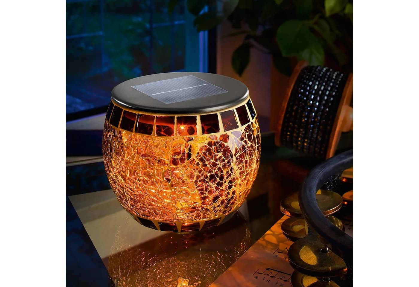 esotec Solarleuchte Mosaik BRILLIANT Warmweiß Glas Keramik - Bild 4