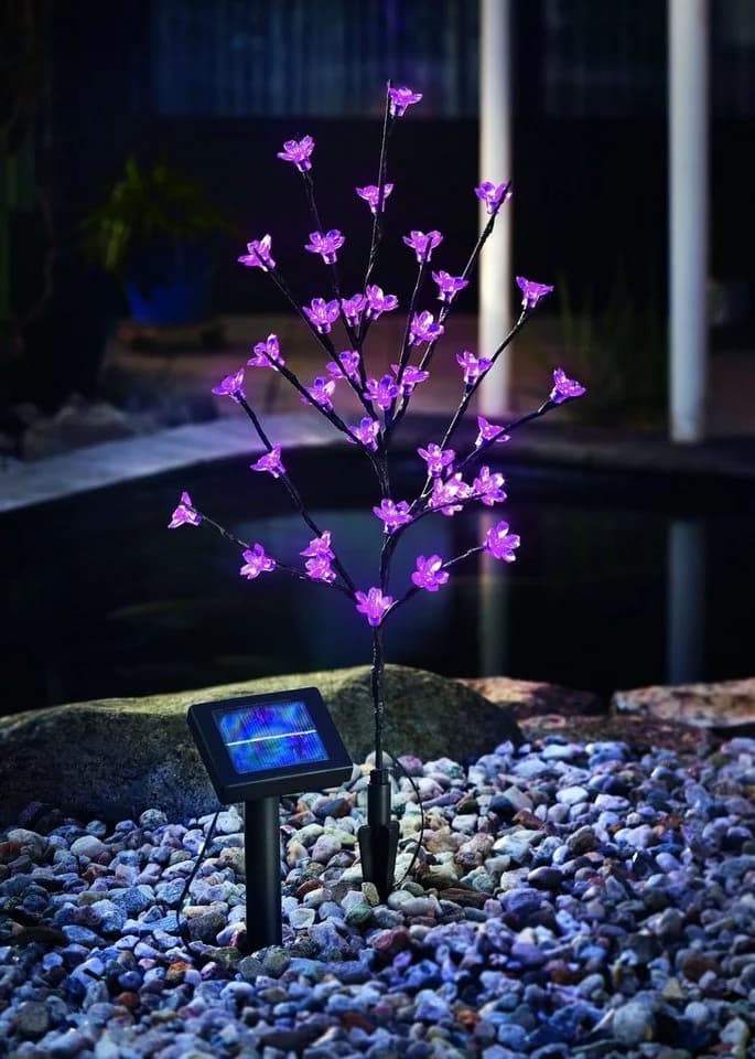 esotec LED Gartenleuchte Solar Blütenstrauch 36 Blüten Pink