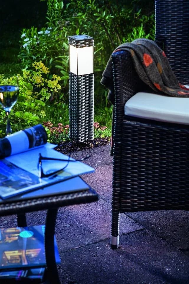esotec LED Gartenleuchte Solar Rattan Style 3500K warmweiß