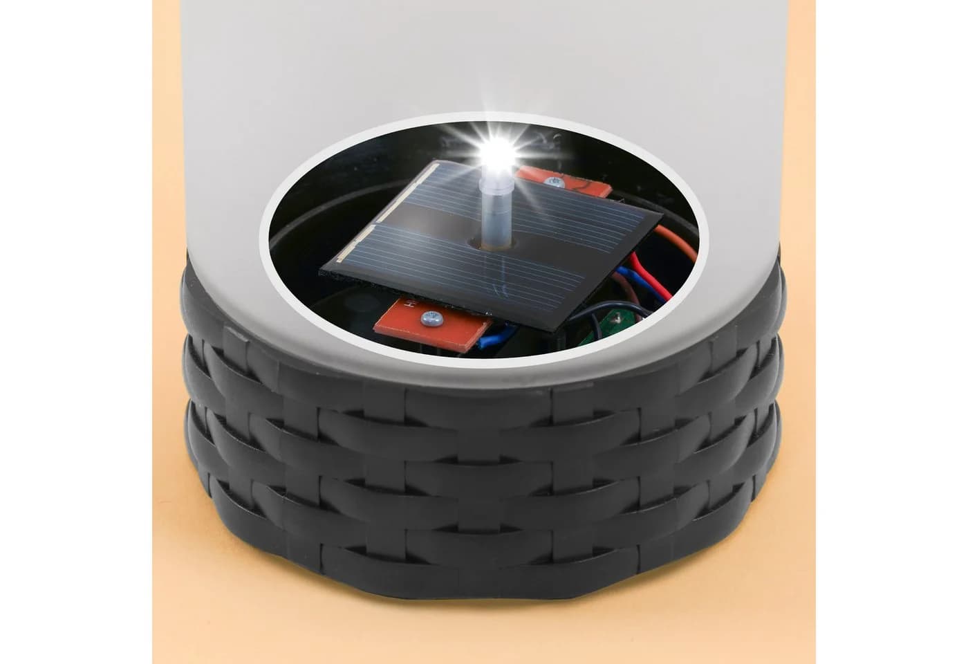esotec LED Außen-Tischleuchte Solar Echtglas Rattan Style - Bild 4