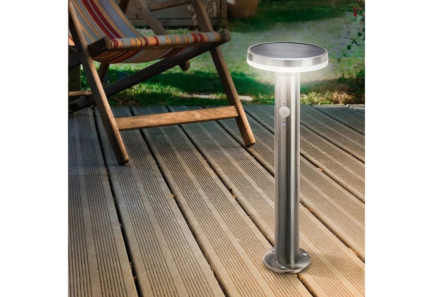 esotec LED Solarleuchte LENA Edelstahl PIR Standleuchte 4000K - Bild 2