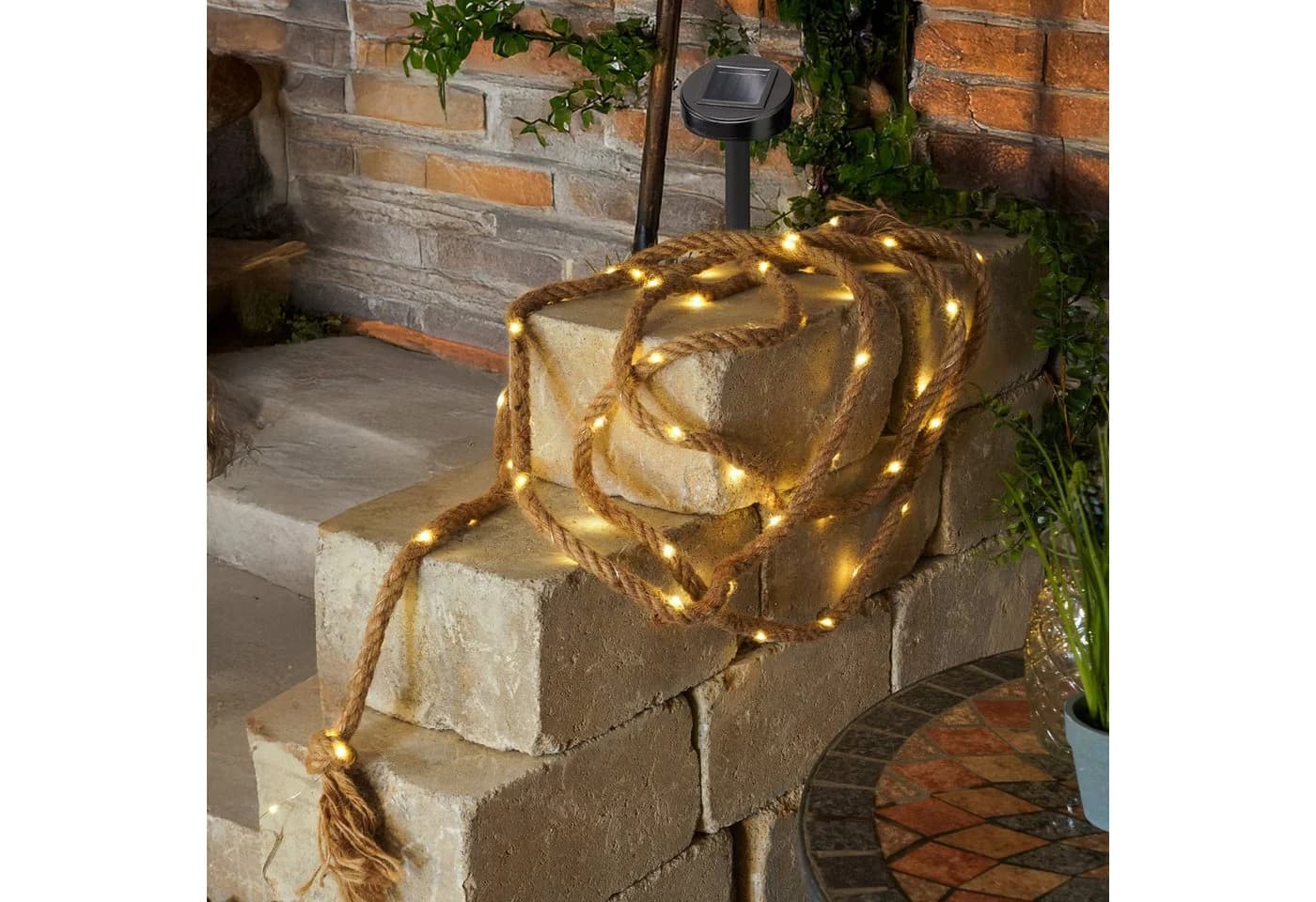 esotec LED-Lichterkette Juteseil Solar 4,5m Warmweiß Außen - Bild 2