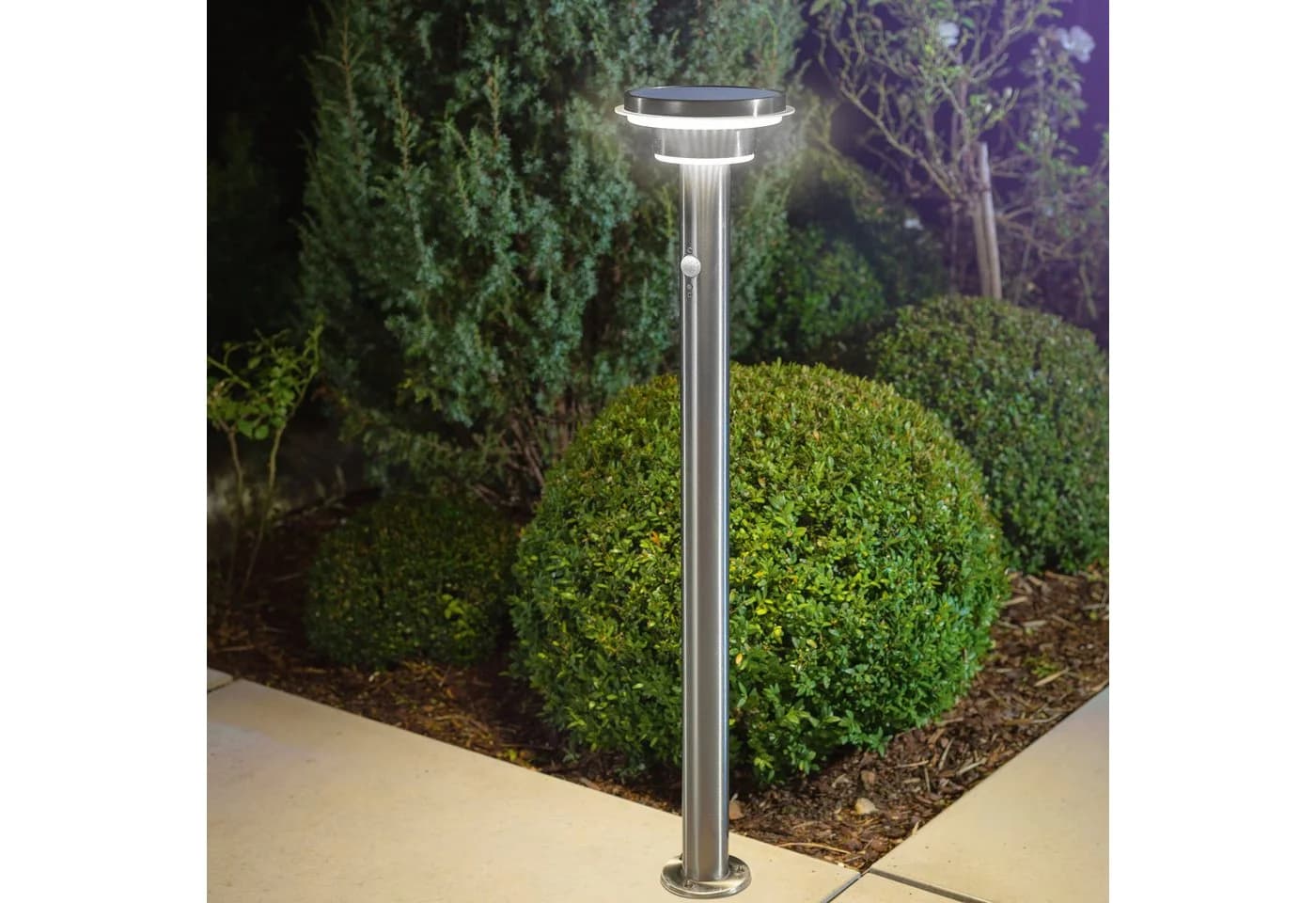 esotec LED Gartenleuchte Solar PIR Standleuchte Tini, 85 cm, 40 LEDs, Edelstahl - Bild 2