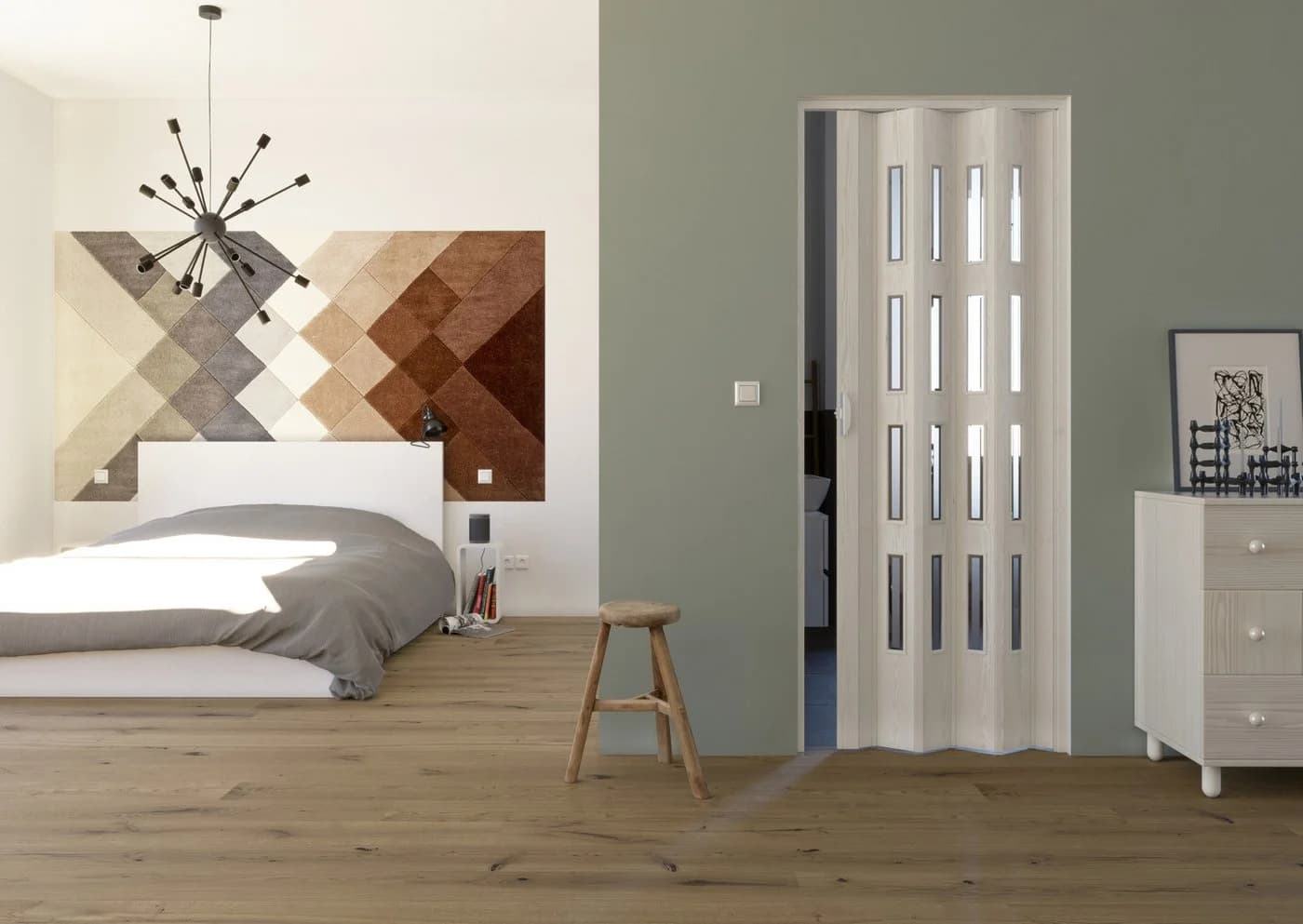 Forte/HME Luciana Kunststofffaltür Weiß 4 Fenster - Bild 3