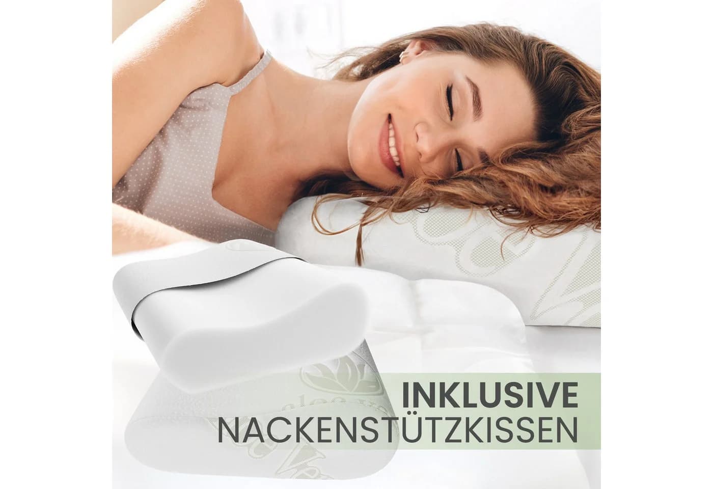 ELONEO Reise-Set 3-teilig Visko-Topper & Kissen Blau - Bild 2
