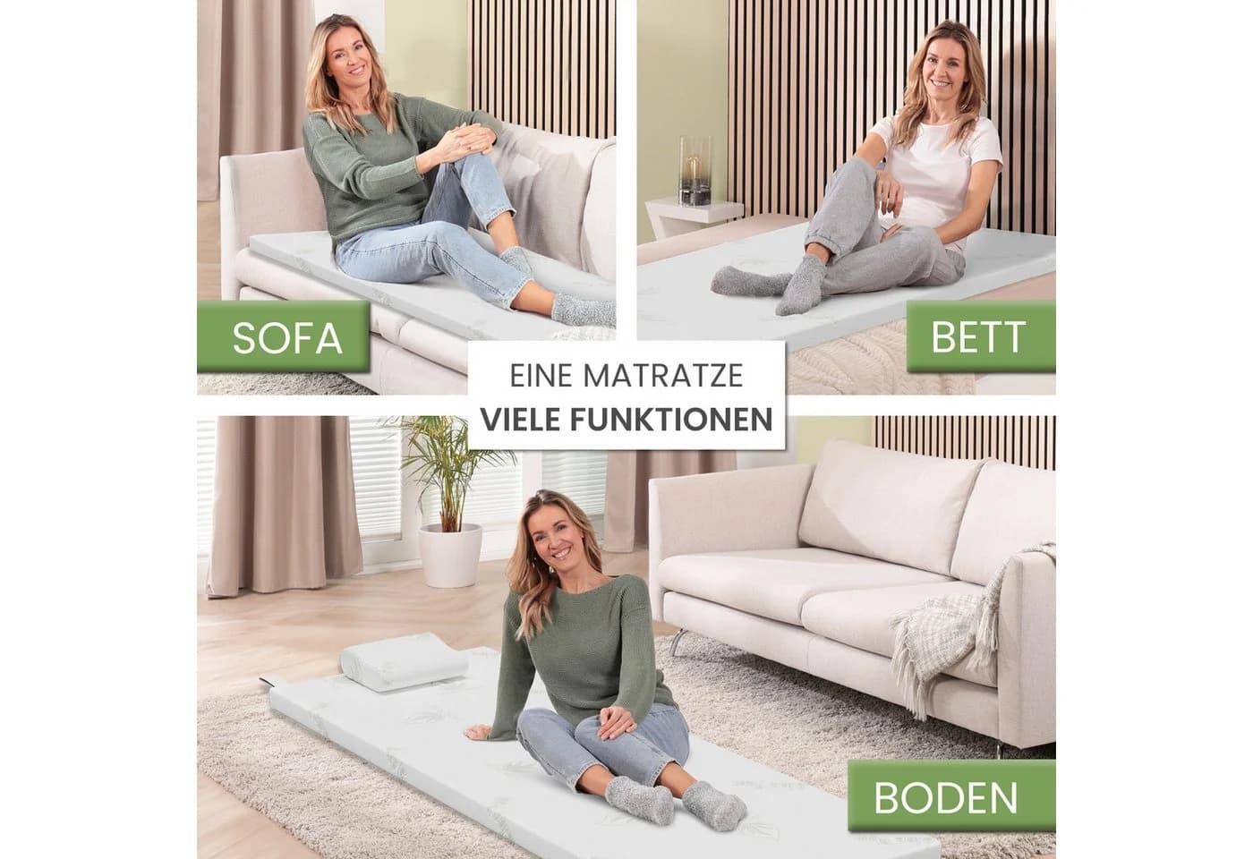 ELONEO Reise-Set 3-teilig Visko-Topper & Kissen Blau - Bild 5
