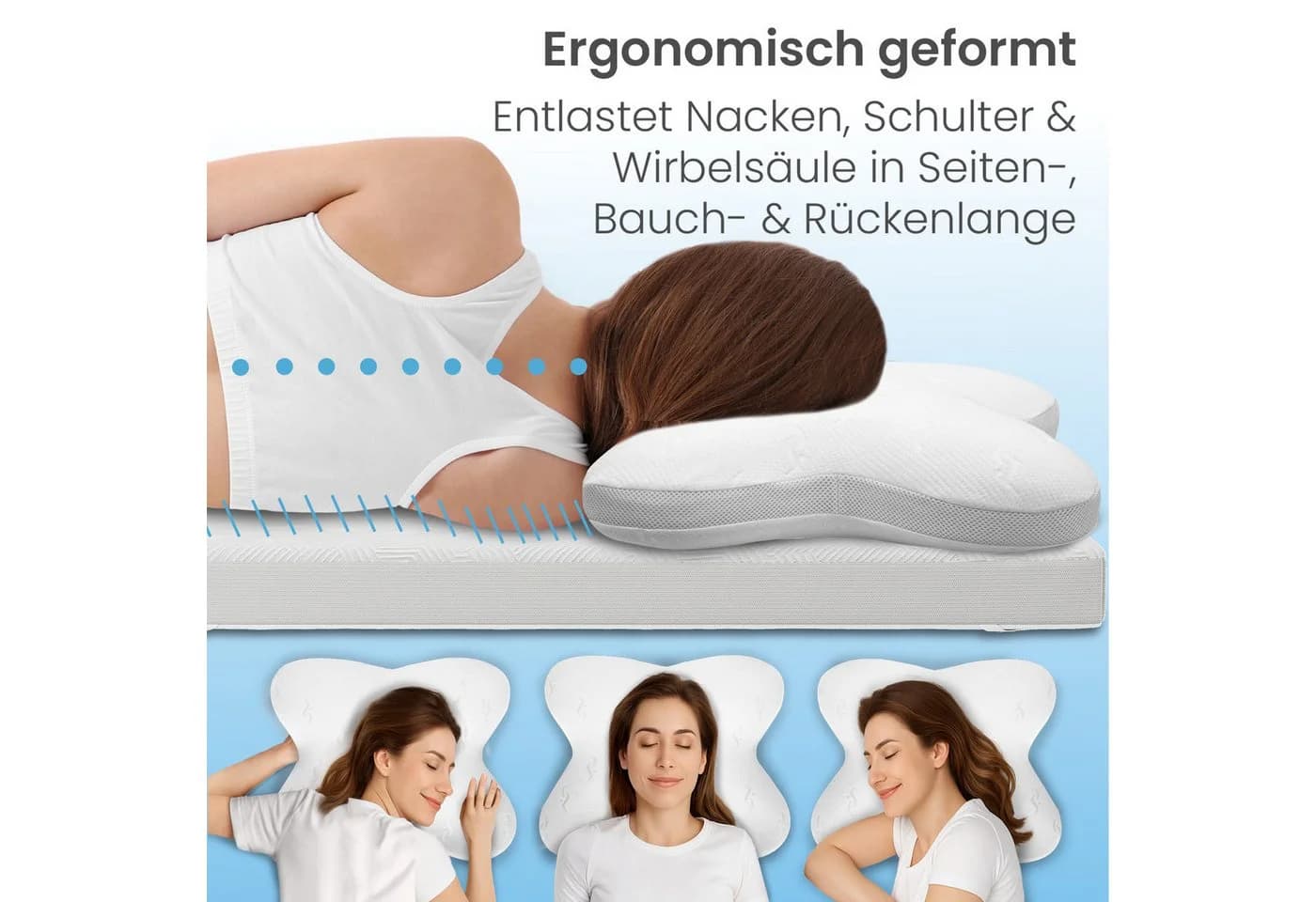 ELONEO Visko-Schmetterlingskissen Ergonomisch Waschbar - Bild 5