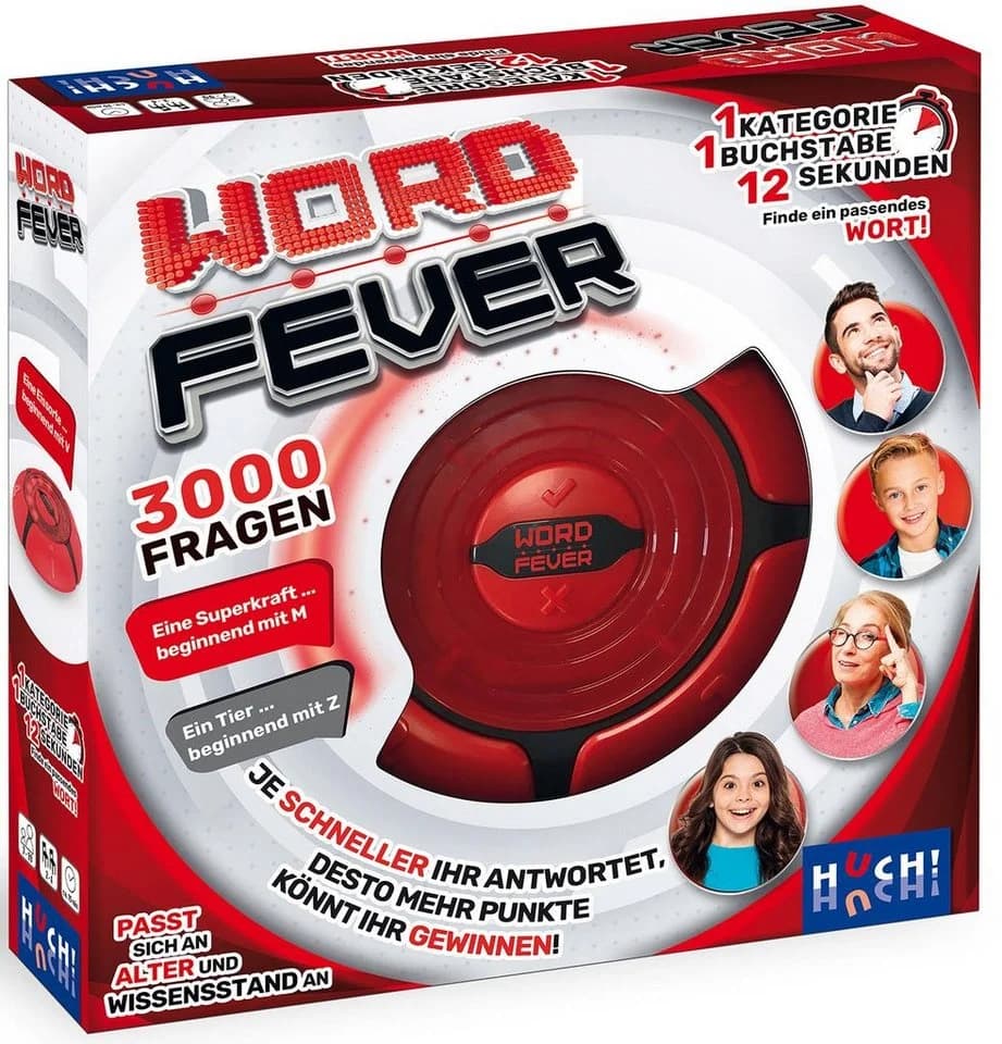 HUCH Word Fever Action-Spiel Bunt für 2-4 Spieler ab 7 Jahren
