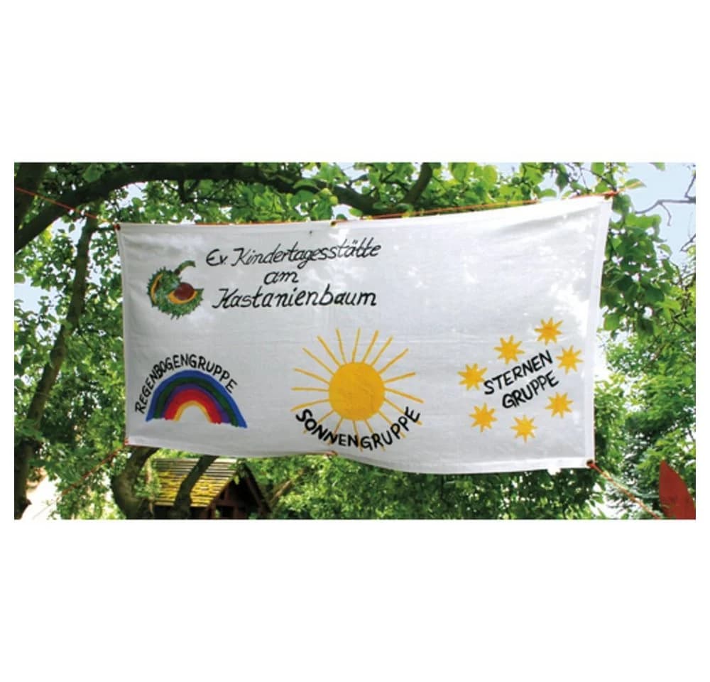EDUPLAY Banner 100% Baumwolle Weiß 130x62 cm