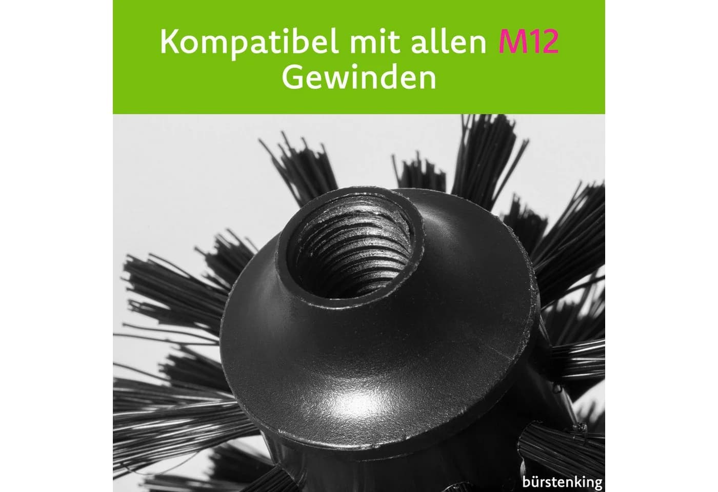 Bürstenking WC-Bürstengriff Edelstahl M12 Gewinde Silber - Bild 4