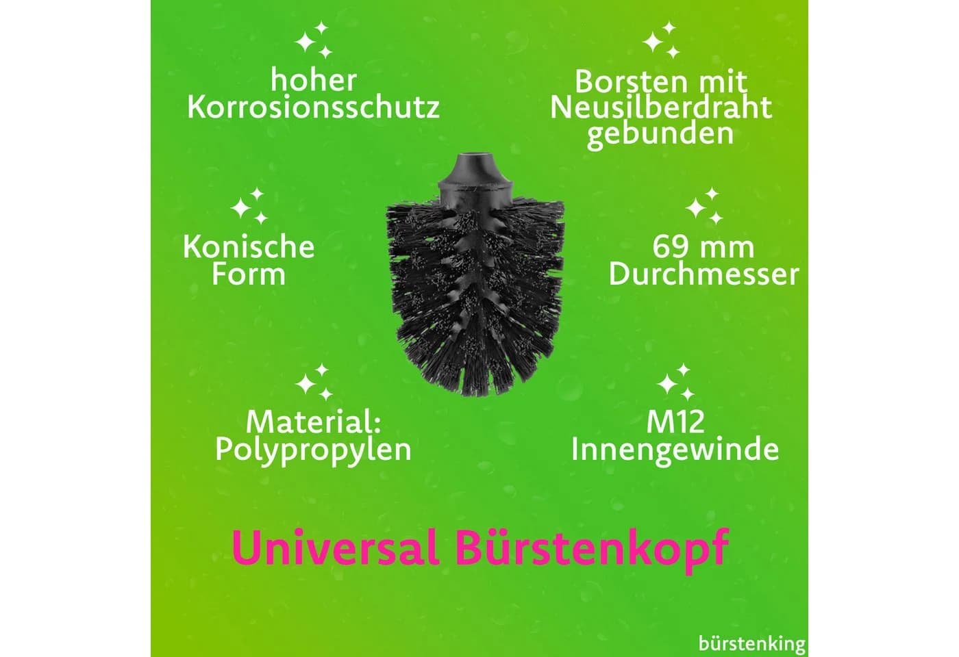 Bürstenking WC-Reinigungsbürste Ersatzbürstenkopf M12-Innengewinde Schwarz/Weiß - Bild 3