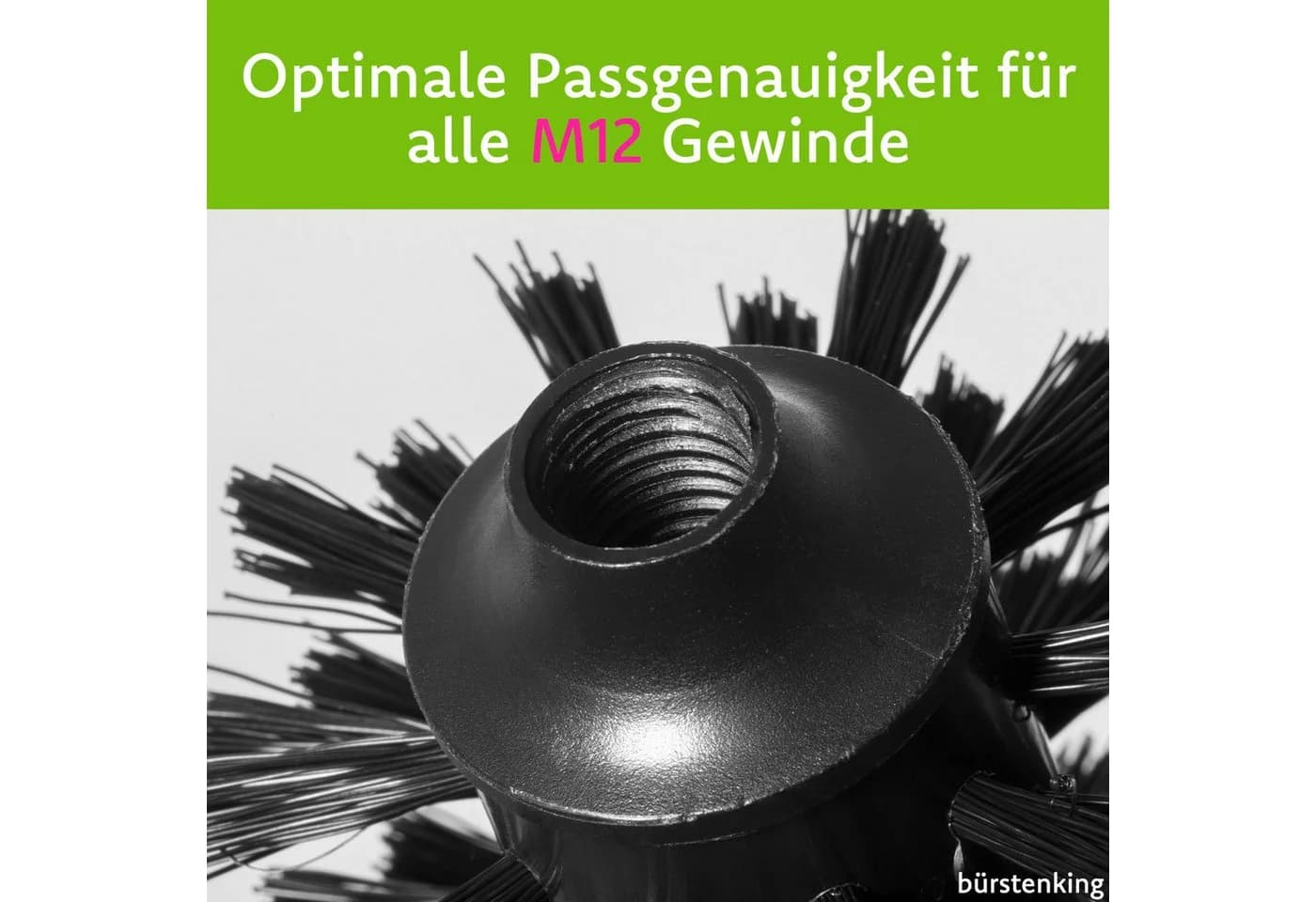Bürstenking WC-Reinigungsbürste Ersatzbürstenkopf M12-Innengewinde Schwarz/Weiß - Bild 5
