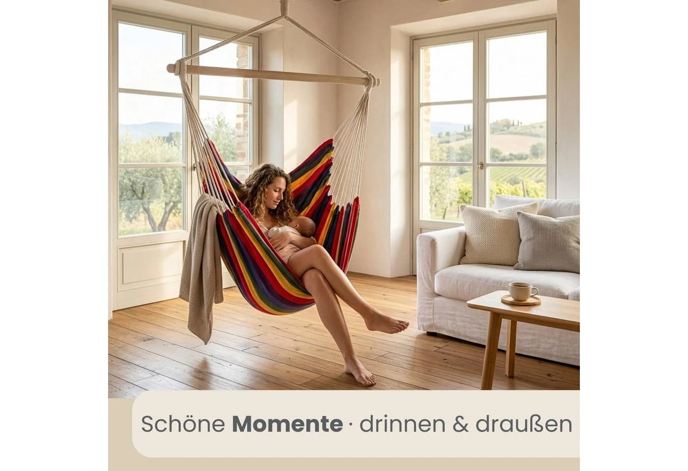 AMANKA XXL Hängesessel 185x130cm Baumwolle 2 Personen 360° Swivel - Bild 5