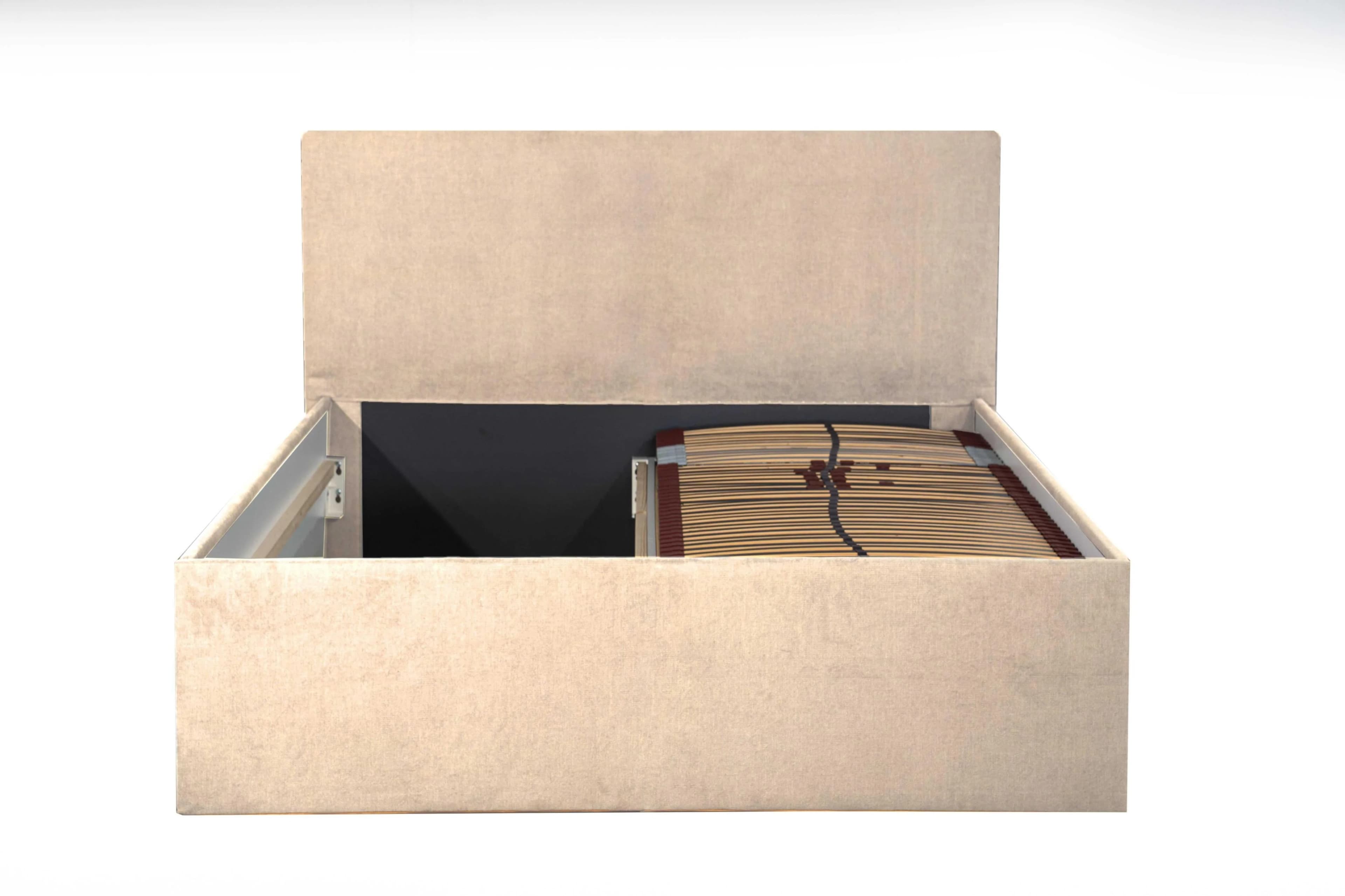 Halmon Schlafkomfort Betten Polsterbett Gent Beige mit Stauraum und Matratze