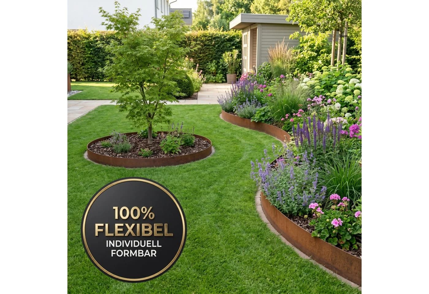 INTERGARDEN Rasenkante Cortenstahl Rolle 10m x 15cm Edelrost - Bild 4