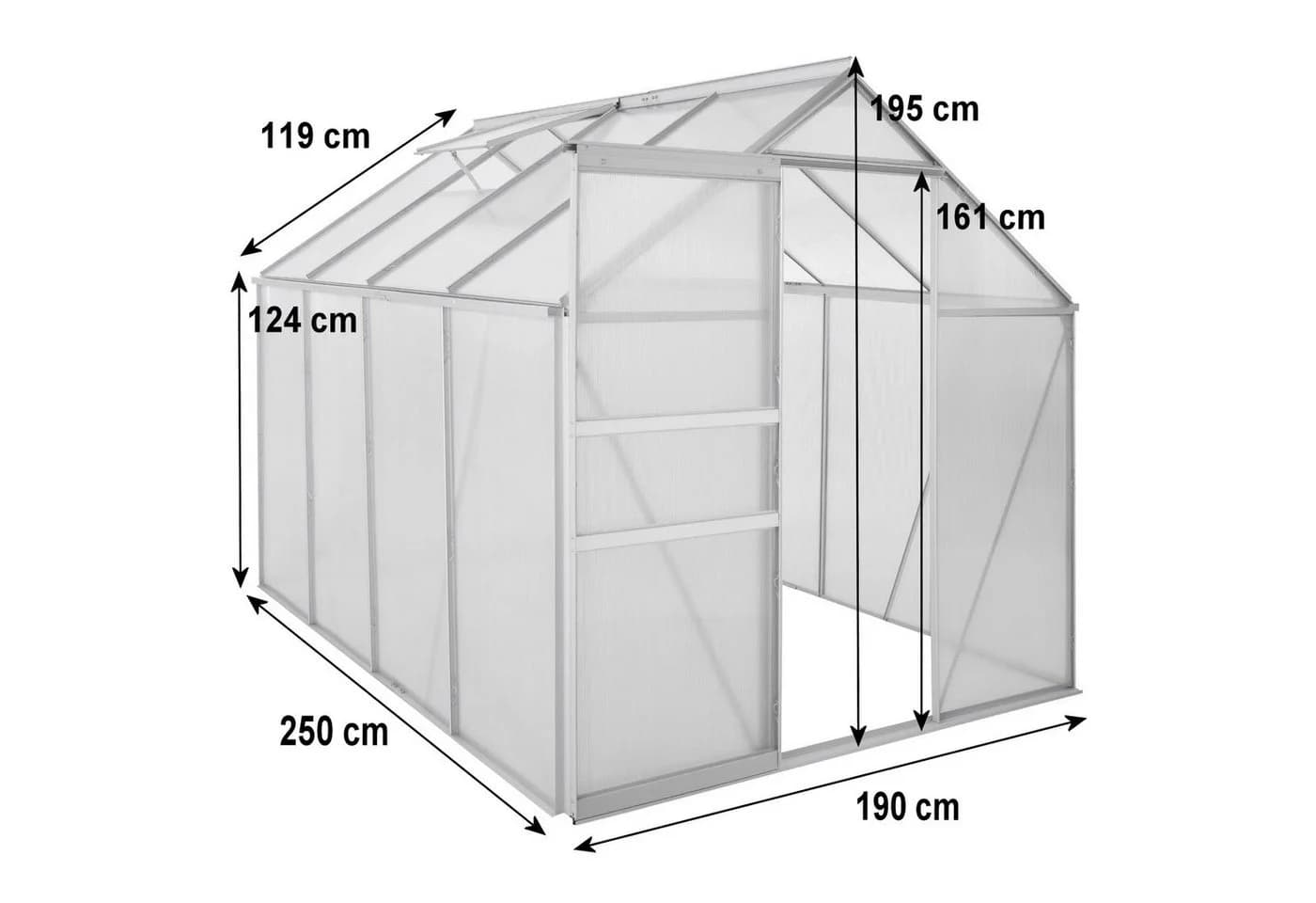 Zelsius Aluminium Gewächshaus 250 x 190 cm - Bild 3