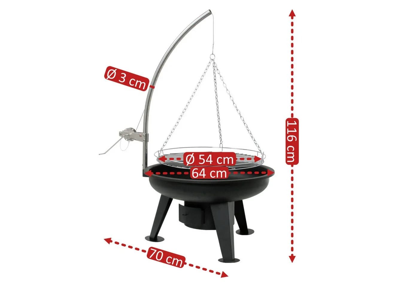BBQ-Toro Schwenkgrill mit Feuerschale und höhenverstellbarem Grillrost - Bild 3