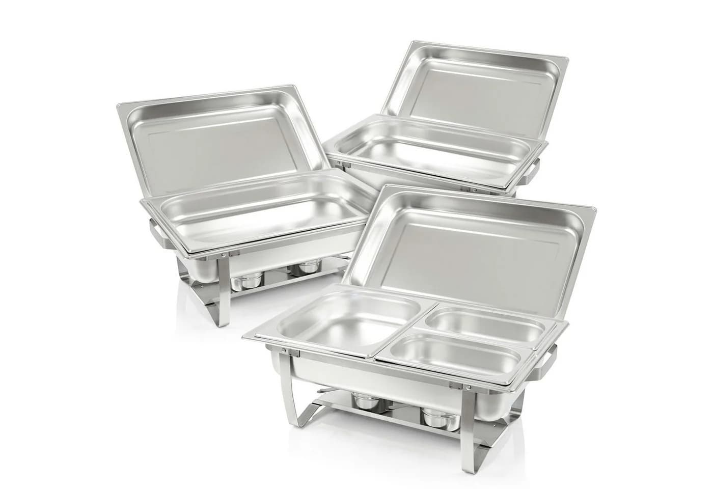 Mahlzeit Chafing Dish Profi Set Montpellier 3x Edelstahl Warmhaltebehälter - Bild 2